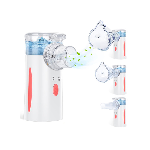Portbale Nebulizer, Nebulizer Machine for Adults and Kids, Ultrasonic Mesh Nebulizer，Red，Red