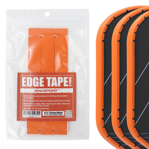 PICKLETECH Pickleball Paddle Protection Tape Orange - Paddle Head Edge Guard - Racket Edge Protection Tape -Fit Perfectly Curved Edge -No Wrinkling Pizzazz Contrasty Colors