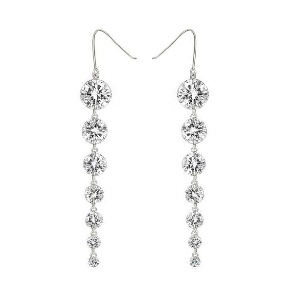 UDYLGOON Sparkly Imitation CZ Diamond Long Dangle Earrings for Women, Bride Bridesmaid Wedding Prom Earrings Hypoallergenic Gift (White Gold Plated) UDYLGOON Sparkly Imitation CZ Diamond Long Dangle Earrings for Women, Bride Bridesmaid Wedding Prom Earrings Hypoallergenic Gift (White Gold Plated)
