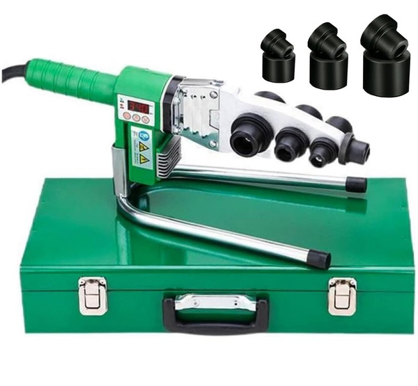 Electric Plastic Welder, 110V Plastic Welding Machine, PP PPR PE PB PPC Plastic Pipe Welder, Temp Adjustable Socket Fusion Pipe Welder Kit w/ 0.79/0.98/1.26/1.57/1.97/2.46” Die Heads & Iron Case
