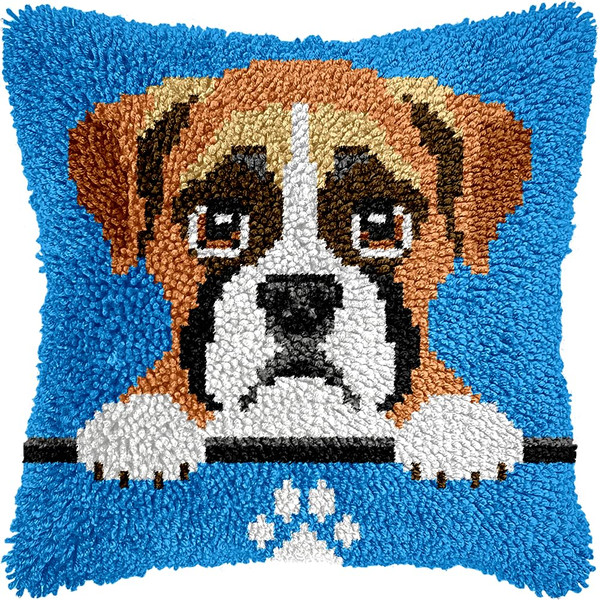 veirousa Boxer Puppy Latch Hook Kits for Adults, Beginners DIY Crochet Pillow Kit Pre-Printed Pillowcase Hook and Latch Rug Kits Needlework Cushion Cover for Home Sofa Decoration 17x17 inch veirousa Boxer Puppy Latch Hook Kits for Adults, Beginners DIY Crochet Pillow Kit Pre-Printed Pillowcase Hook and Latch Rug Kits Needlework Cushion Cover for Home Sofa Decoration 17x17 inch