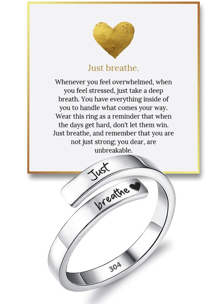 Hope Rings – Just Breathe Ring (1 Pcs) – Adjustable Tarnish-Free 304 Stainless Steel Ring – Heartfelt Gifts for Women Hope Rings – Just Breathe Ring (1 Pcs) – Adjustable Tarnish-Free 304 Stainless Steel Ring – Heartfelt Gifts for Women