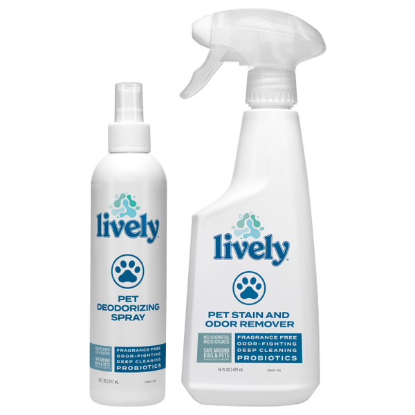 Lively Pet Odor & Stain Control Bundle – Deodorizing Spray and Stain & Odor Remover