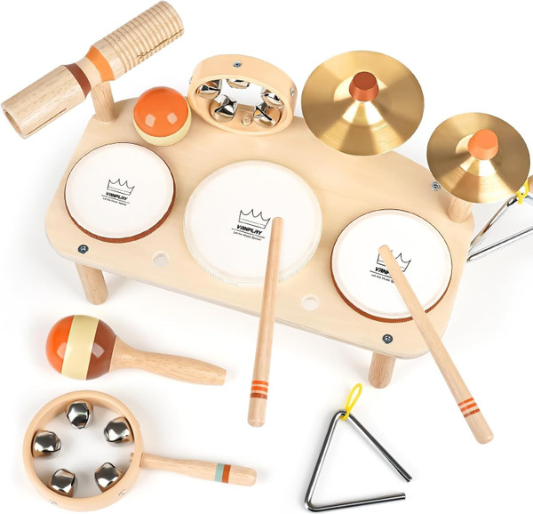 Kids Drum Set - Montessori Toys for 2 Year Old Boy Girl Birthday Gifts, 11 in 1 Wooden Musical Instruments for Toddlers 2-3, Musical Activity Table Preschool Learning Toys for Baby 18+ Months Kids Drum Set - Montessori Toys for 2 Year Old Boy Girl Birthday Gifts, 11 in 1 Wooden Musical Instruments for Toddlers 2-3, Musical Activity Table Preschool Learning Toys for Baby 18+ Months