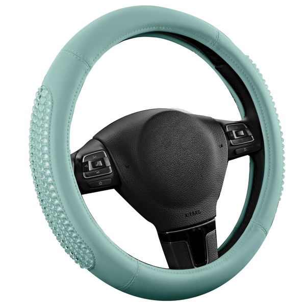 PIC AUTO Gel Particles Steering Wheel Cover, Mint Luxury Leather Car Steering Wheel Protector, Universal Fit 14.5"-15.5" Anti-Slip Car Interior Accessories for Girls & Women PIC AUTO Gel Particles Steering Wheel Cover, Mint Luxury Leather Car Steering Wheel Protector, Universal Fit 14.5"-15.5" Anti-Slip Car Interior Accessories for Girls & Women