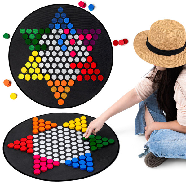 WinnerWhy 26 Inch Large Chinese Checkers Board Game with Checkerboard Mat, 60 Pieces and Storage Bag Fun Classic Strategy Family Board Game for Adults Indoor Outdoor Activity WinnerWhy 26 Inch Large Chinese Checkers Board Game with Checkerboard Mat, 60 Pieces and Storage Bag Fun Classic Strategy Family Board Game for Adults Indoor Outdoor Activity