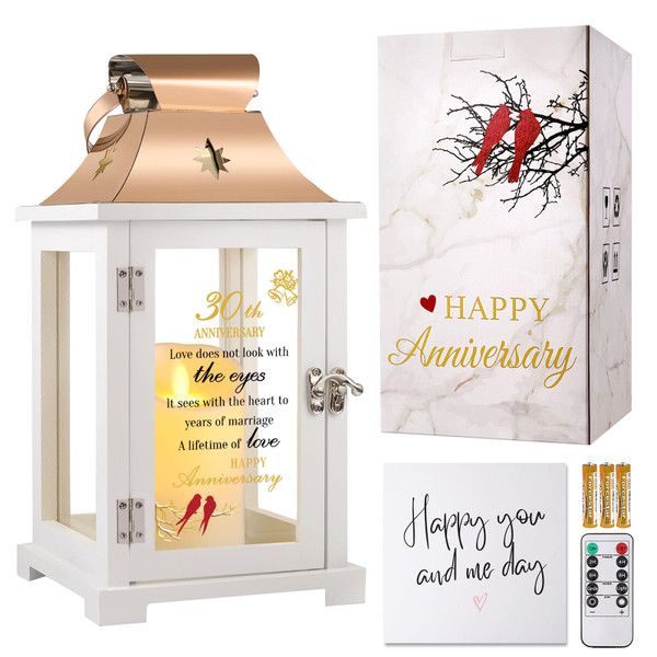 liantudy 30th Wedding Anniversary Lantern,30th Anniversary Wedding Gifts for Couple Parents Husband Wife，30 Year Pearl for Her Him,Unique 30th Anniversary Wedding Gift Ideas LOVE..