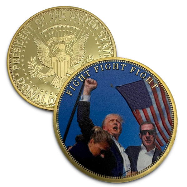 Aizics Mint Donald Trump Fight Election Coin 2024 with Certificate of Authenticity, Republican President Candidate Coin, Trump Challenge Coin 2024, Iron Plated, 38 x 2.5mm Aizics Mint Donald Trump Fight Election Coin 2024 with Certificate of Authenticity, Republican President Candidate Coin, Trump Challenge Coin 2024, Iron Plated, 38 x 2.5mm