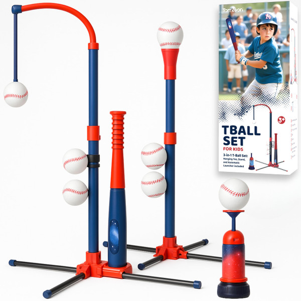 3-in-1 Baseball Set for Kids and Toddlers Ages 3-5 – Includes Tee Ball Stand, Hanging Tee, Automatic Ball Launcher, and 6 Softballs – Adjustable Height for Indoor/Outdoor Play – Sports Gift for Boys 3-in-1 Baseball Set for Kids and Toddlers Ages 3-5 – Includes Tee Ball Stand, Hanging Tee, Automatic Ball Launcher, and 6 Softballs – Adjustable Height for Indoor/Outdoor Play – Sports Gift for Boys