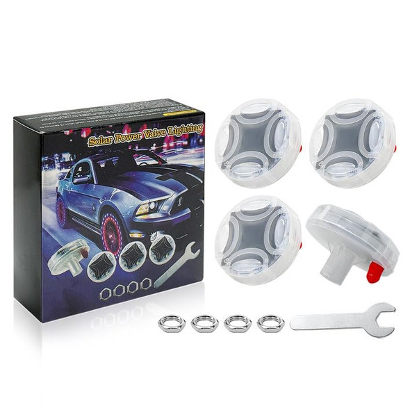 MTRPS 4PCS Car Tire Wheel Lights, Solar Energy Flashing LED Valve Cap Lamps with Motion Sensor, Waterproof Air Valve Hub Lamp Gas Nozzle Cap Light for Cars Trucks Motorcycles