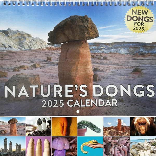2025 Nature's Dongs Calendar, Creative Prank Calendar, 8.5" x 11" (Open),2025 Funny Wall Calendar, Christmas Gifts Gag White Elephant Gifts for Adults Best Friends Coworkers