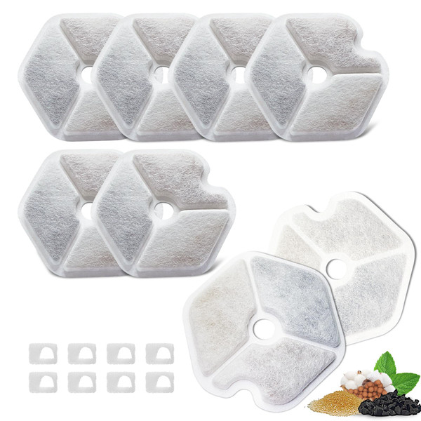 12 Packs Replacement Filters and Sponges for Smartoo 152oz/4.5L Wireless Cat Water Fountain (Model PTM-643)