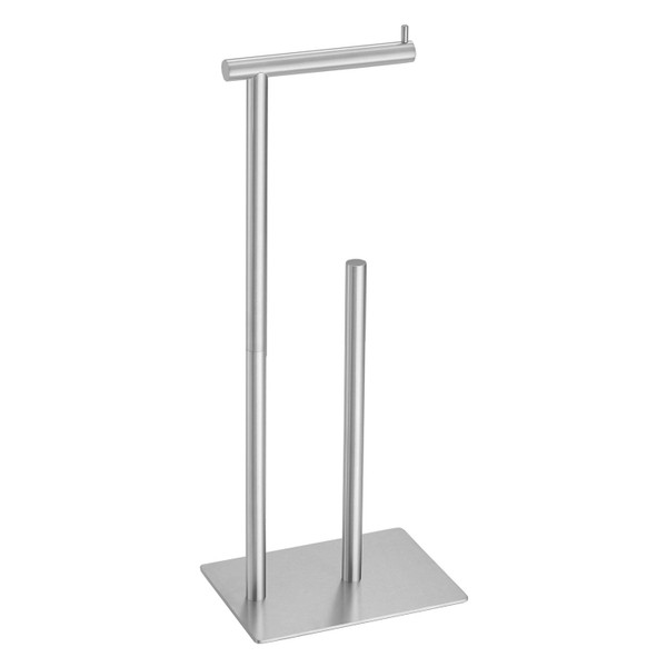 FFK Toilet Paper Holder Free Standing, 21.5" Bathroom Toilet Tissue Roll Holder Stand with Storage, SUS304 Stainless Steel Rustproof, Brushed Nickel