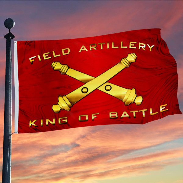 Cayyon Field Artillery King Of Battle Flag US Military Flag Banner 3x5Feet Outdoor Indoor Decoration Flag Double Stitched Polyester with Brass Grommets