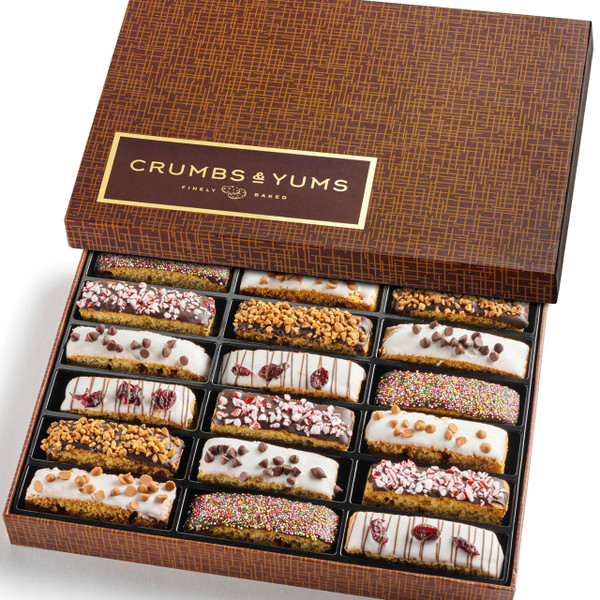 Fathers Day Cookies Gift Basket - 18 Gourmet Chocolate Covered Biscotti with Assorted Toppings - Assorted Food Gift Box Fathers Day, Mothers Day, Family, Sympathy, Men & Women. Fathers Day Cookies Gift Basket - 18 Gourmet Chocolate Covered Biscotti with Assorted Toppings - Assorted Food Gift Box Fathers Day, Mothers Day, Family, Sympathy, Men & Women.