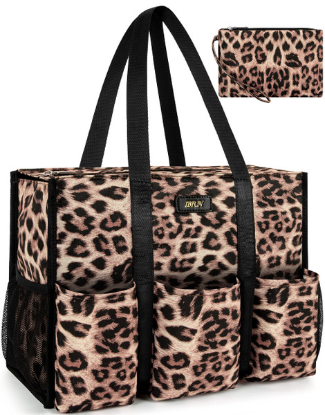 IBFUN Utility Tote Bag with 14 Exterior Interior Pockets Zip Top Teacher Tote Bag for Teacher/Work Women(Medium)