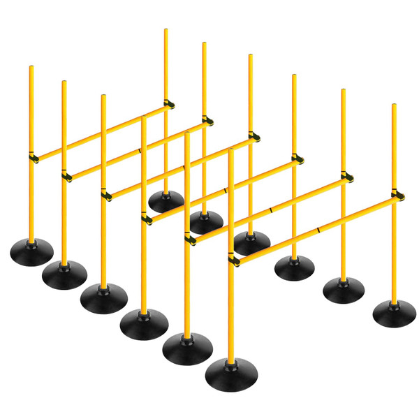 Voodans Adjustable Height Agility Hurdle Set Multi-Function Soccer Trainning Pole Set Coaching Sticks with Rubber Base (Pack of 6, 4.9 FT)