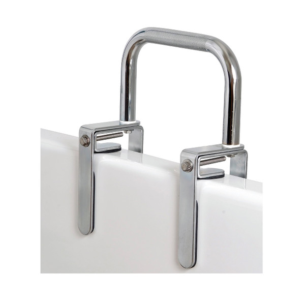 Carex Bathtub Rail with Finish Bathtub Grab Bar Safety Bar for Seniors and Handicap for Assistance Getting in and Out of Tub, Easy to Install on Most Tubs, Chrome, 1 Count