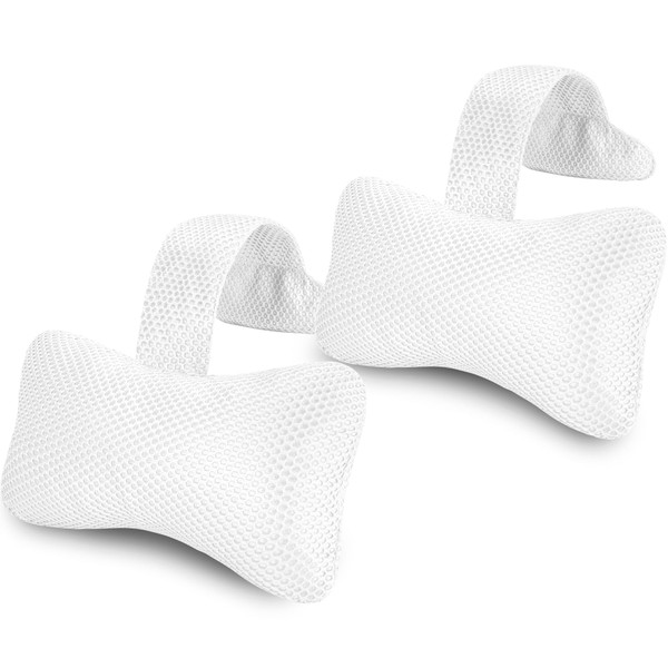 Keoltuo Hot Tub Pillow for Outdoor (2-Pack), Spa Pillow with Adjustable Strap to Adjust Height, Universal Bath Pillow for Head and Neck Support