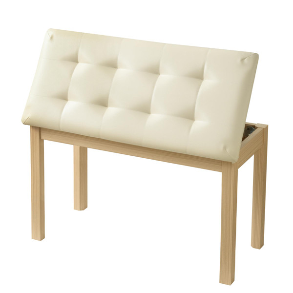 ZHRUNS Duet Piano Bench Wooden Keyboard Bench with Storage Compartment, 29''Piano Chair Seat with Padded Cushion, Long Piano Stool Beige