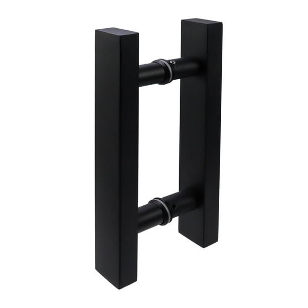 T Tulead Double Sided Push Pull Handles Sliding Door Hardware Barn Door Glass Door Handles Black 7-Inch Hole Centers