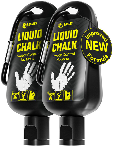 EAGLES 2 Pack Pro Grade Liquid Chalk (60 ML) Mess-Free Chalk for Weightlifting, Gymnastics Rock Climbing, Dancing, Pole Grip - Sports & Workout Chalk - Sweat-Resistant Long Lasting Stronger Gym Grip