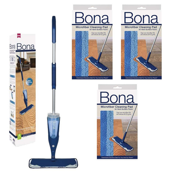 Bona Hardwood Spray Mop with 3 Bona Microfiber Pads