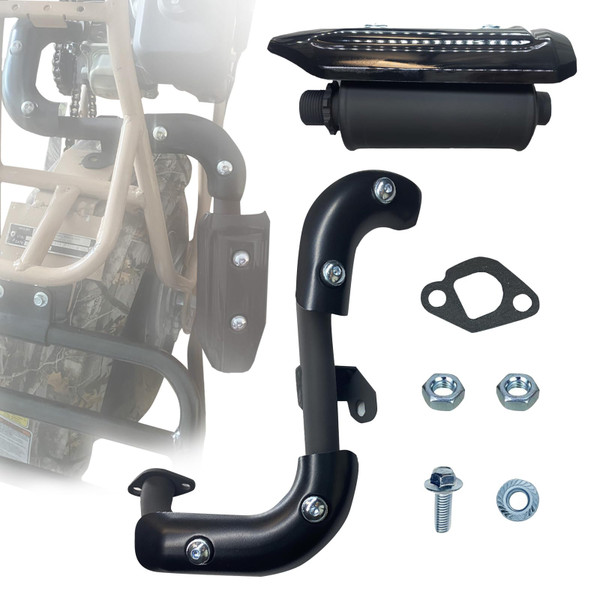 QYMOTO Upgrade CT200U Mini Bike Silencer Kit with Muffler Pipe Exhaust for Coleman CT200U-EX BT200X,Axis M200 Minibike with Plastic Heat Shield Protection