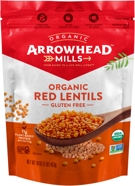 Arrowhead Mills Organic Red Lentils, 16 oz Bag (Pack of 6)