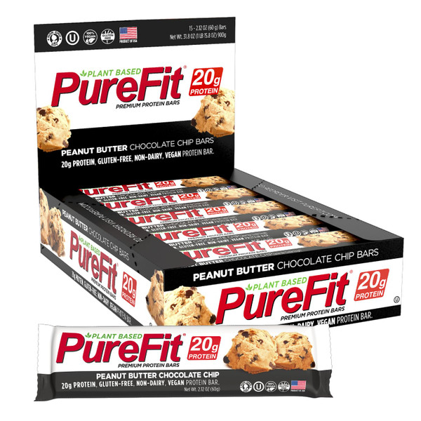 PureFit,Protein Bar, Peanut Butter Chocolate Chip,Pack of 15 Protein Bars | 20g of Protein | 220 Calories | 9g of Sugar | 3g of Dietary Fiber | 900g of Pack- High Protein, Low Carb, Gluten Free Protein Bar,Vegan Protein Bars,Healthy Snack PureFit,Protein Bar, Peanut Butter Chocolate Chip,Pack of 15 Protein Bars | 20g of Protein | 220 Calories | 9g of Sugar | 3g of Dietary Fiber | 900g of Pack- High Protein, Low Carb, Gluten Free Protein Bar,Vegan Protein Bars,Healthy Snack