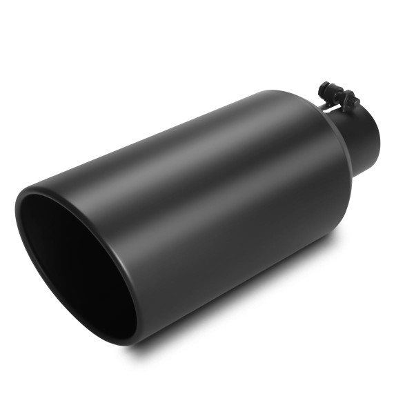 LCGP 3" Inlet Exhaust tip 6" Outlet 15" Overall Length, 3x6x15inch, Stainless Steel, Black Powder Coated Exhaust Tailpipe