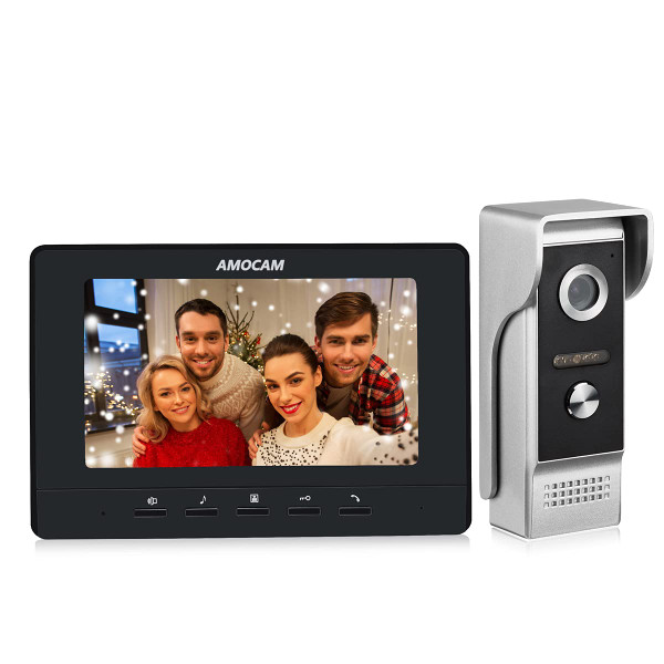 AMOCAM Video Intercom System, 7 Inches Monitor Wired Video Door Phone Doorbell Kits, IR Outdoor Camera Door Intercom, Support Unlock, Monitoring, Dual-Way Intercom for Home Video Surveillance