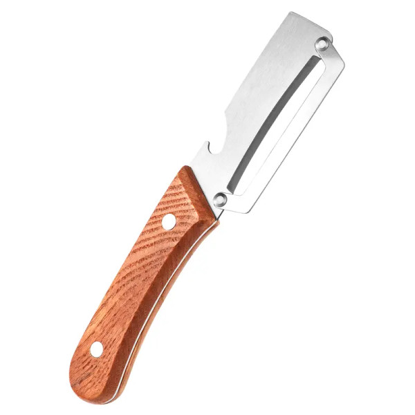 2PCS 2-in-1 Fruit & Veggie Peeler with Bottle Opener Sharp Stainless Steel Wooden Handle Ergonomic Non-slip Design for Comfortable Grip