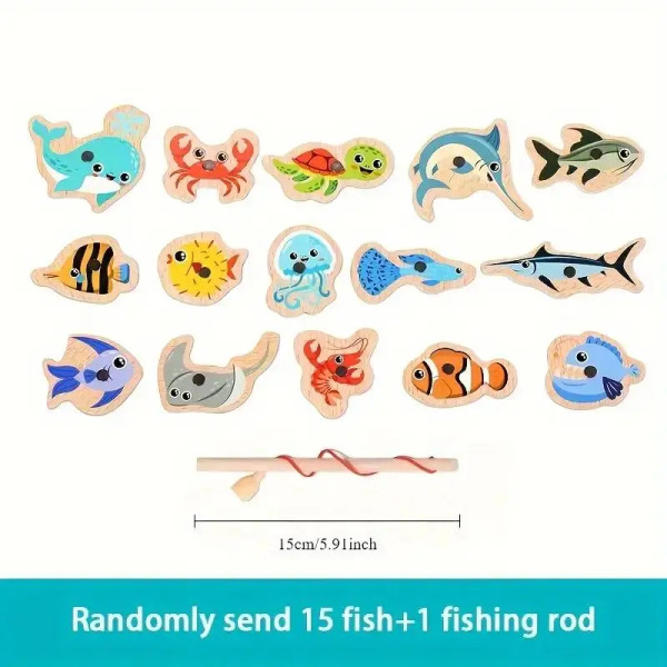 Wooden Fishing Game, Interactive Desktop Educational Toy for Kids, Birthday Gift for Boys and Girls, Tabletop Games