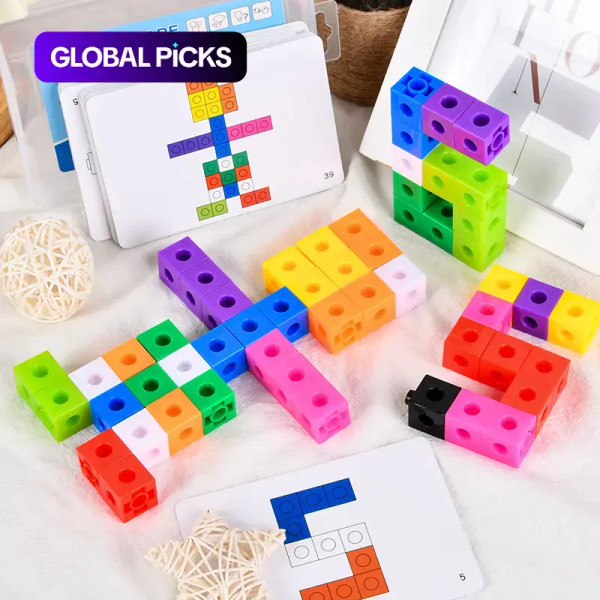 Colorful Cube Puzzle Toy, 60 Pcs/Set Intelligent Cube Puzzle with 30 Pcs Double-Sided Activity Cards, Logical Thinking Training Toy, Shape Recognition Puzzles #GLOBAL PICKS