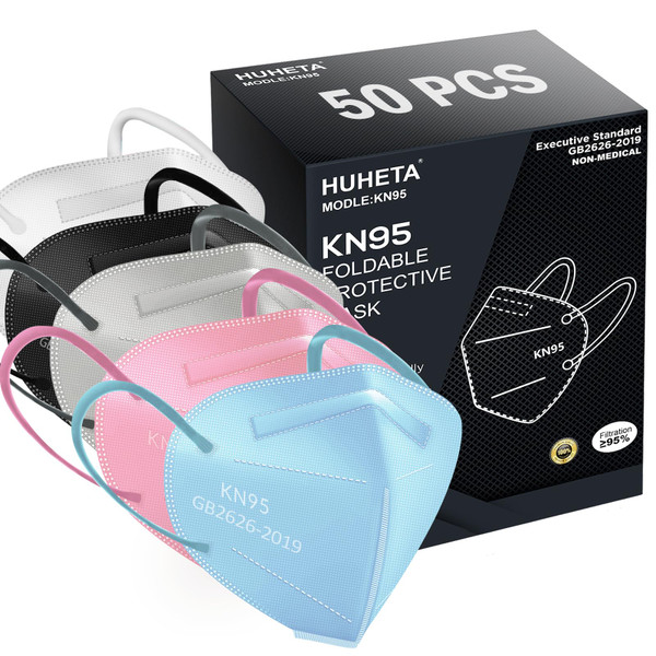 HUHETA 50 Packs KN95 Face Mask 5-Ply Breathable & Comfortable Filter Safety Mask (50PCS-MTC III Color) HUHETA 50 Packs KN95 Face Mask 5-Ply Breathable & Comfortable Filter Safety Mask (50PCS-MTC III Color)