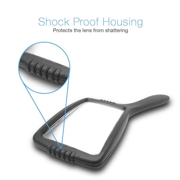 MagniPros Jumbo Size Magnifying Glass Wide Horizontal Lens(3X Magnification)- Shockproof Housing & Scratch Resistant Design W/Large Viewing Area Ideal for Reading Small Prints & Low Vision