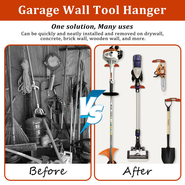 Weed Eater Hanger -1 Pack Heavy Duty Trimmer Rack Wall Mount for Grass Trimmer, Garden Tool Rack/Bracket, Wall Mount Tool Hanger, Shed Storage, Weed Wacker Holder