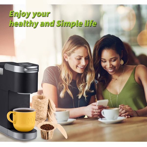 Unbleached K cup Disposable Paper Filters with Lid for Reusable K Cup Filters, K Cup Reusable Coffee Filters, Fits All Keurig Single Serve Filter Brands (300)