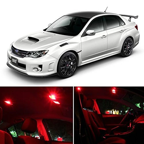 LEDpartsNow Interior LED Lights Replacement for 2004-2019 Subaru WRX STI Accessories Package Kit (8 Bulbs), RED