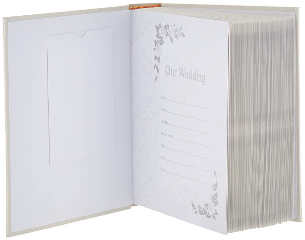 Pioneer Photo Albums 200 Pocket Ivory Moire Cover Album with Silver Tone Oval Frame for 4 x 6-Inch Prints