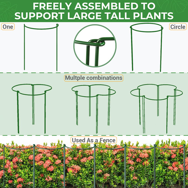 LEOBRO 24 Inch Plant Support Stakes, 6PCS Plant Stakes, Peony Cages and Supports, Garden Stakes, Plant Supports for Outdoor Plants Indoor Plants, Monstera Tomato Hydrangea Support Cage, 10" W x 24" H