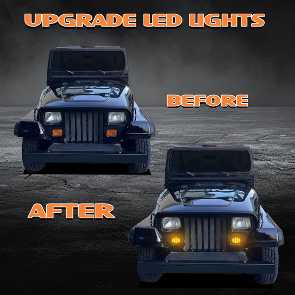 AreLokpri Amber Front Turn Signal Lights Compatible for 1987-1995 Wrangler YJ with 3157 Plug and 1157 Plug, Smoked lens LED Turn Signal Lamps Assembly 2PCS