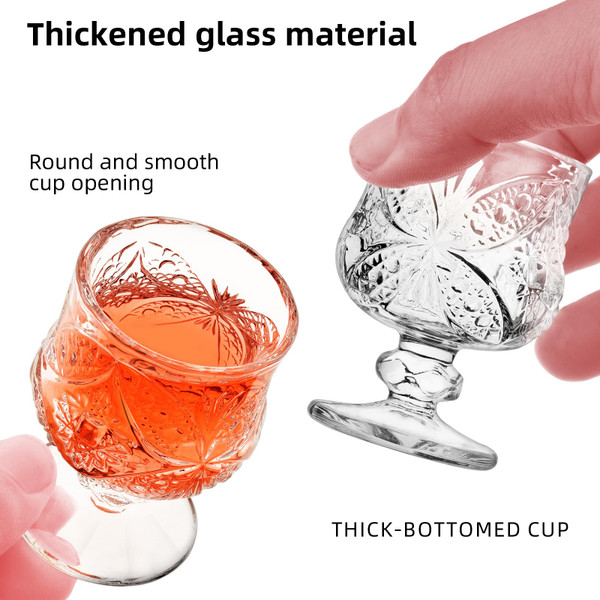 REUJIHXY 6PCS Cordial Glasses,1.7oz/50ml,Shot Glasses,shot glasses with stem/tequila shot glasses Sherry glasses Classical Style Super Cute (6, Small 1.75OZ)