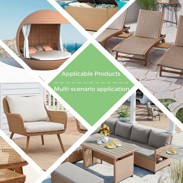 Laphivieh 130 Ft Plastic Wicker Repair Supplies, Wicker Repair Kit, Synthetic Rattan Material for Patio Chair Repair Flat Wicker Furniture Repair Replacement (Light Wood Grain)
