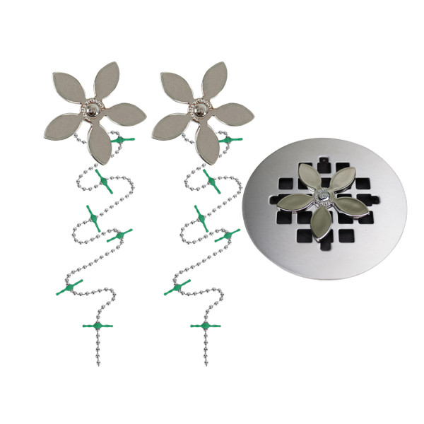 DrainWig Shower Drain Hair Catcher – Disposable Bathroom Hair Trap, Easy to Install in Shower Drain Cover, Helps Prevent Clogs – As Seen on Shark Tank – Silver Flower (2-Pack)