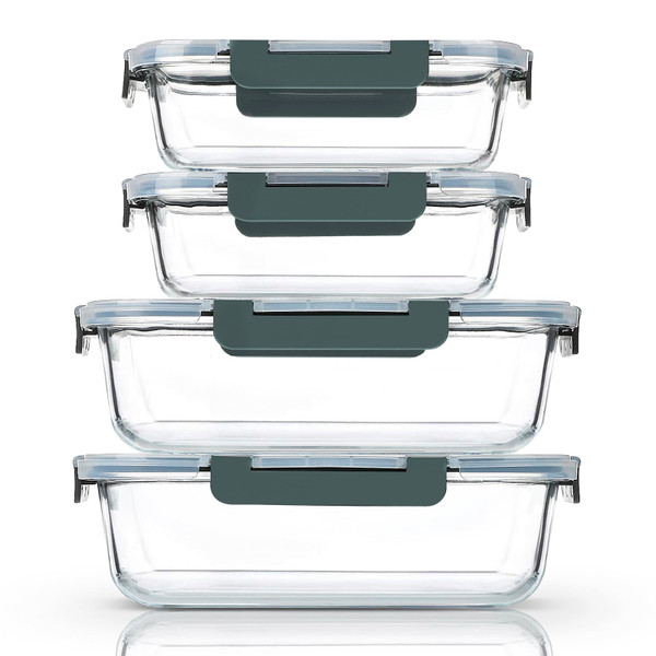 M MCIRCO [80 oz & 36 oz Extra Large Glass Food Storage/Baking Containers Set with Lids, 2 Pack 80 oz(10 cup)&2 Pack 36 oz (4.5 cup) Airtight Glass Container,Microwave,Oven,Freezer and Dishwasher