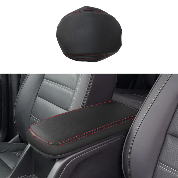 Rifoda Center Console Armrest Cover for 2015-2022 Chevy Colorado/GMC Canyon Accessories Arm Rest Box Pad Console Lid Protection Saver (Black with Red Stitchings)