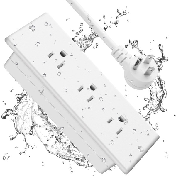 Conference Recessed Power Strip Waterproof,Table Power Outlet,Furniture Flush Mount Desk Outlet Station,3 Outlets,IPX6 Waterproof,10FT Extension Cord Multiple Outlet (White)