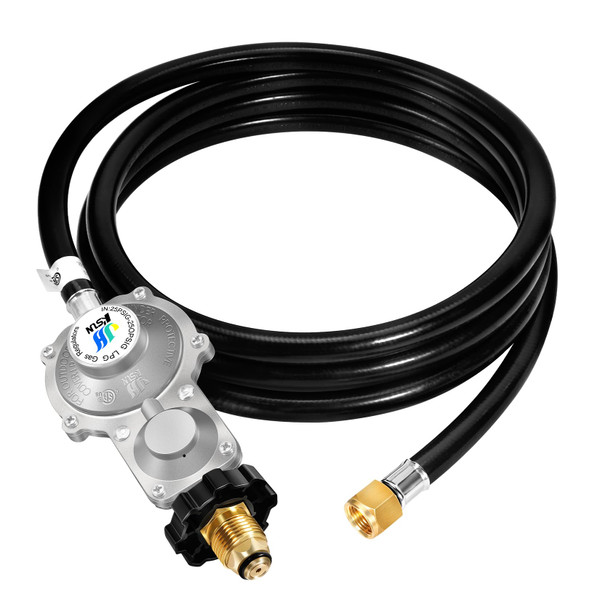 GGC 10 FT Two Stage Propane Regulator with Hose, Standard POL Connection to 20-100 lb Propane Tanks, 3/8in Female Flare Fitting for Grill, Heaters, Gas Generator